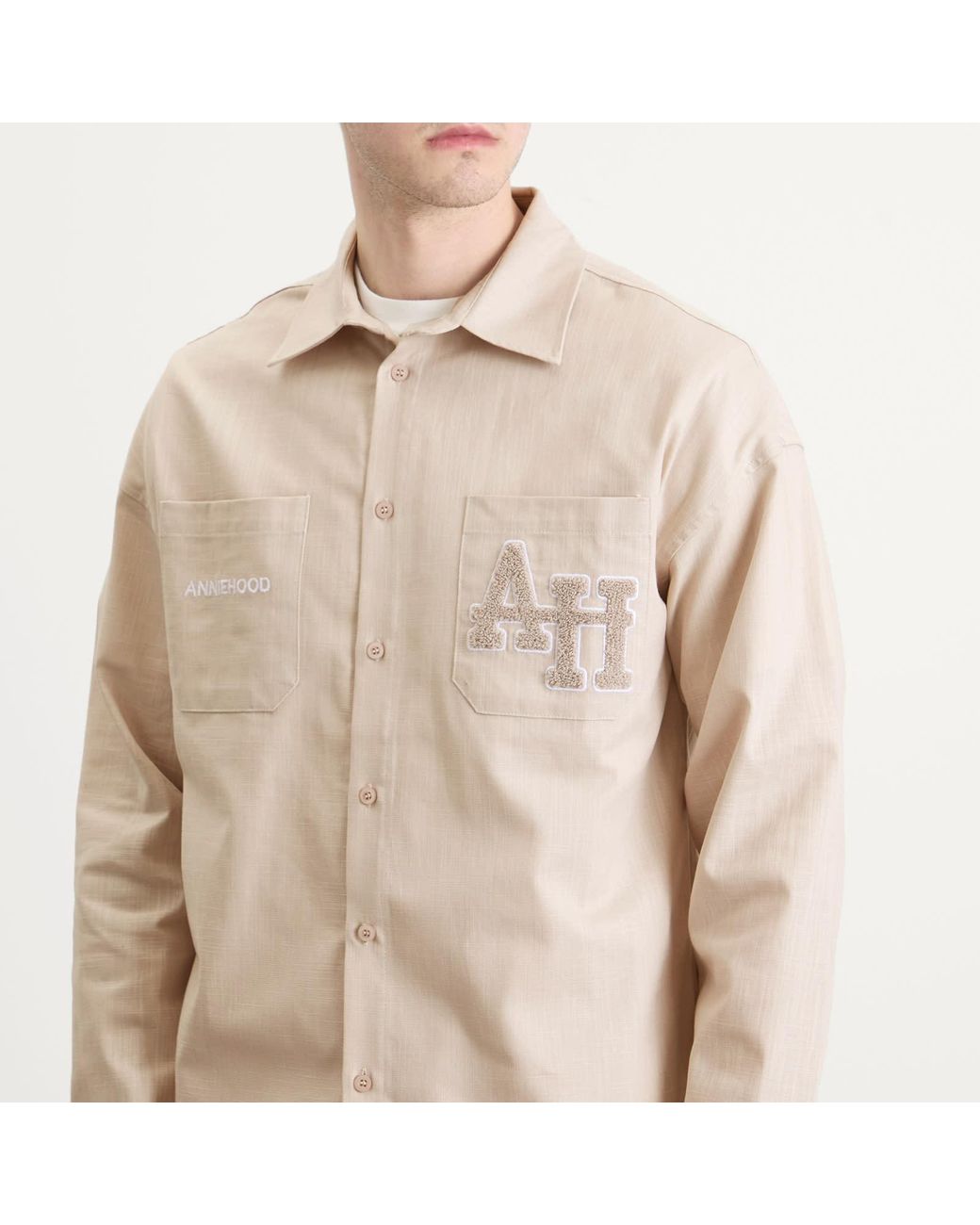 Annie Hood Natural College Linen Shirt for men