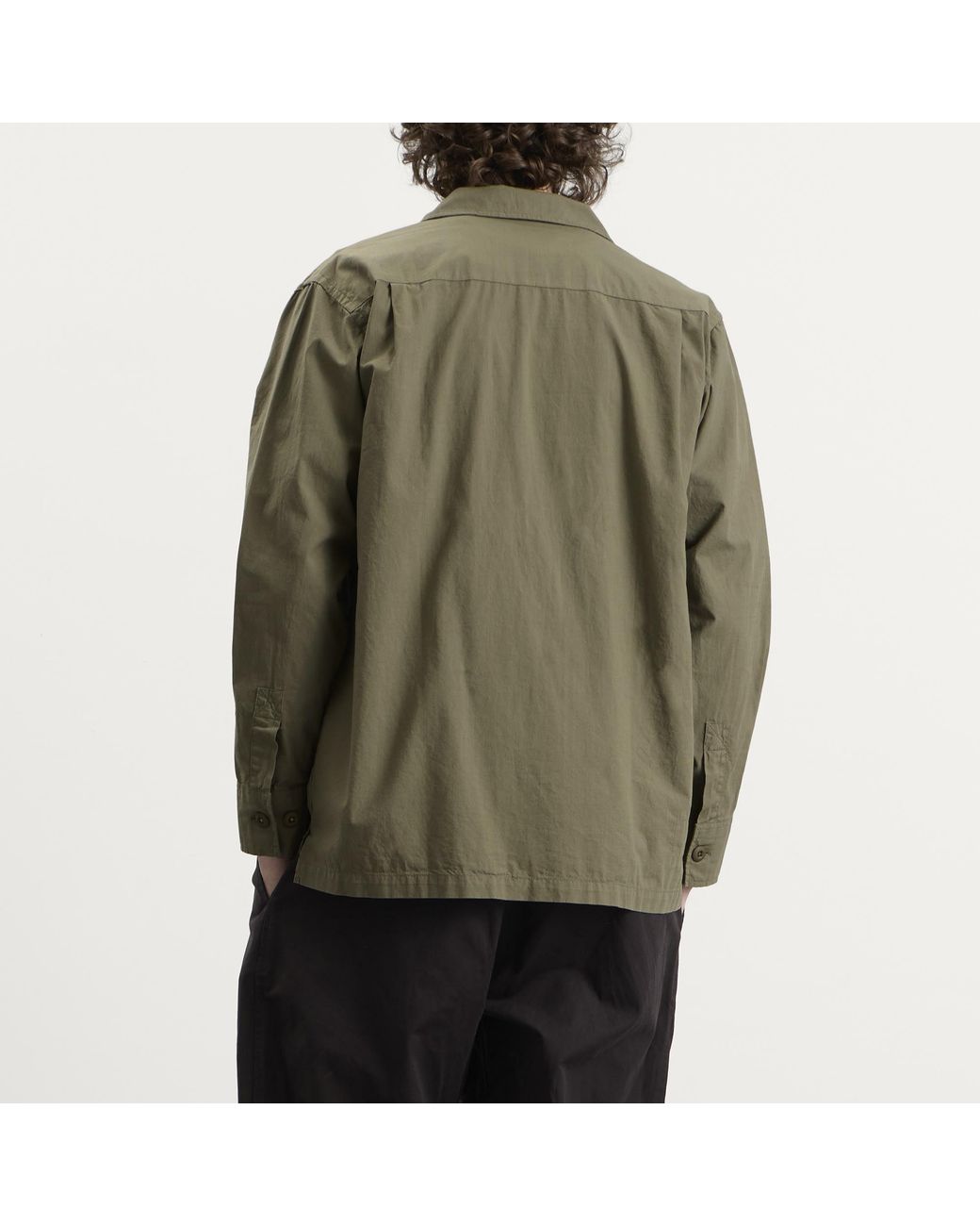 Universal Works Green Slub Shirting Fatigue Shirt for men