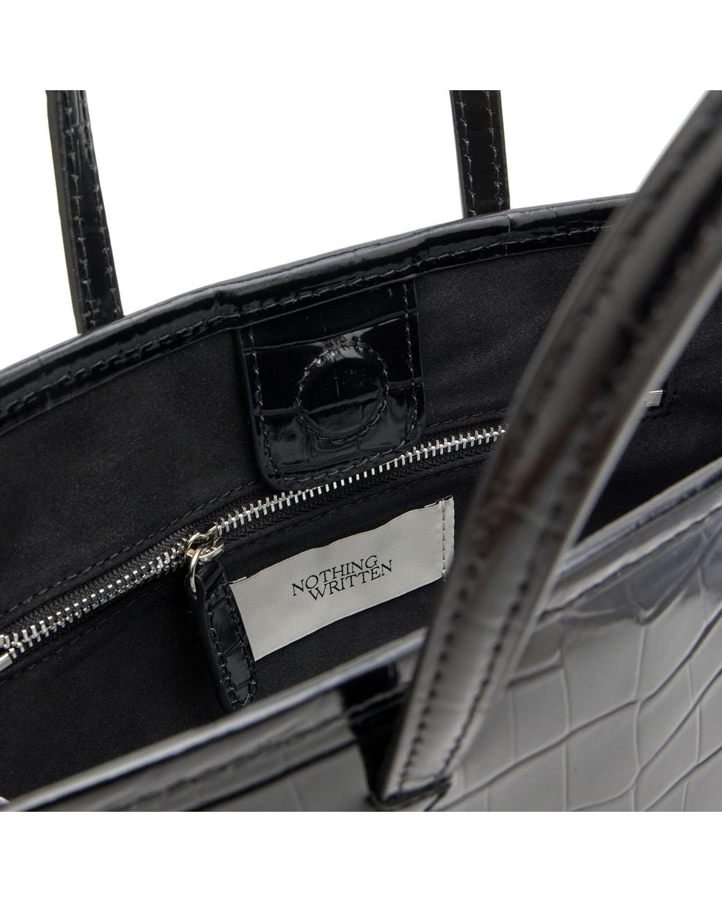 NOTHING WRITTEN Black Ain Croco Tote Bag