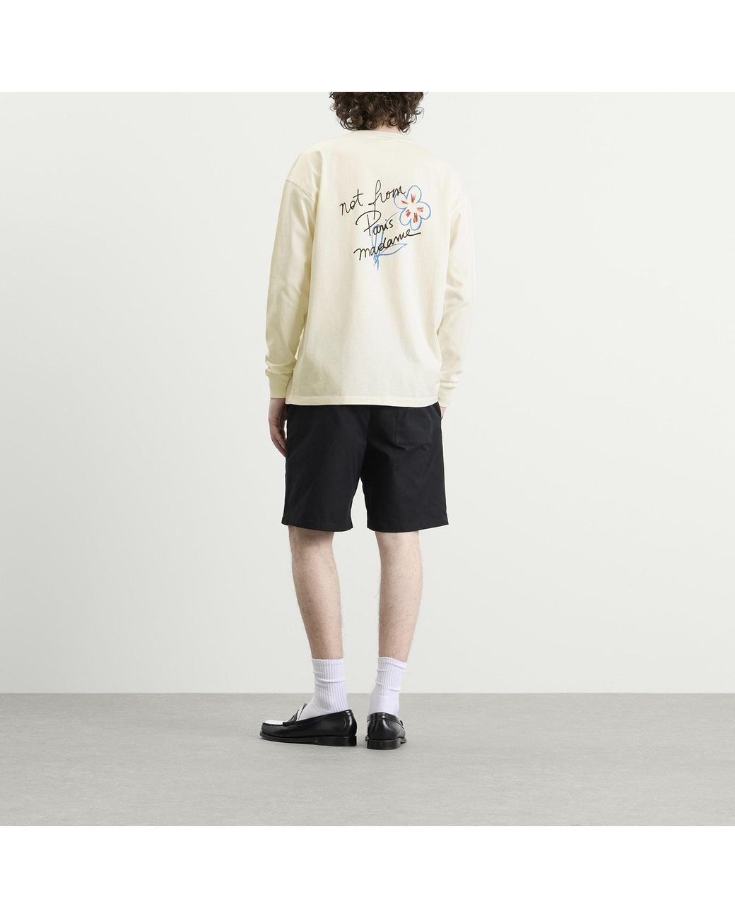 Drole de Monsieur White Esquisse Slogan Long Sleeve T-Shirt for men