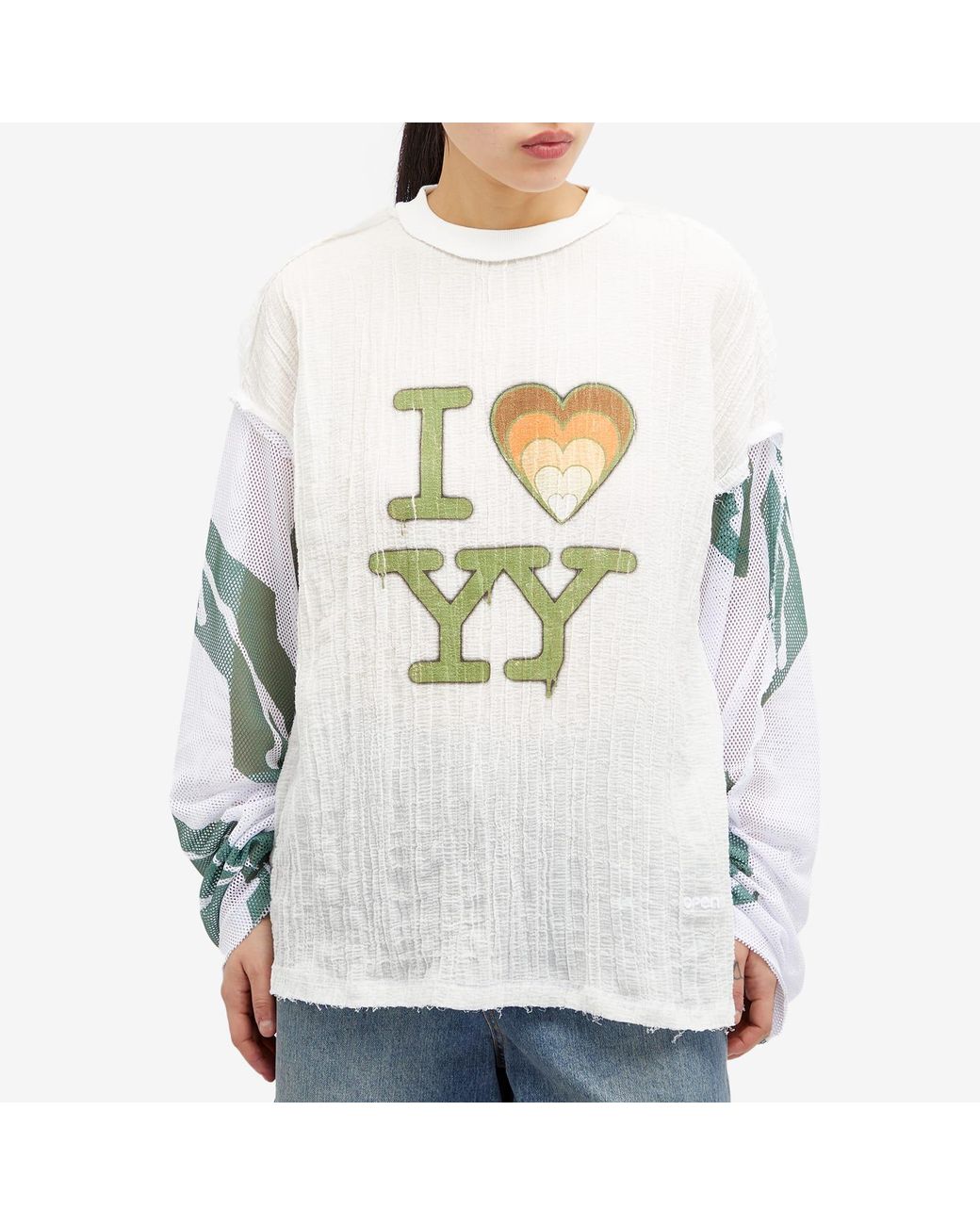 Open Yy 長袖Tシャツ 数字5 ホワイト OPEN YY I ♥ YY 長袖Tシャツ ホワイト open yy 長袖Tシャツ 数字5