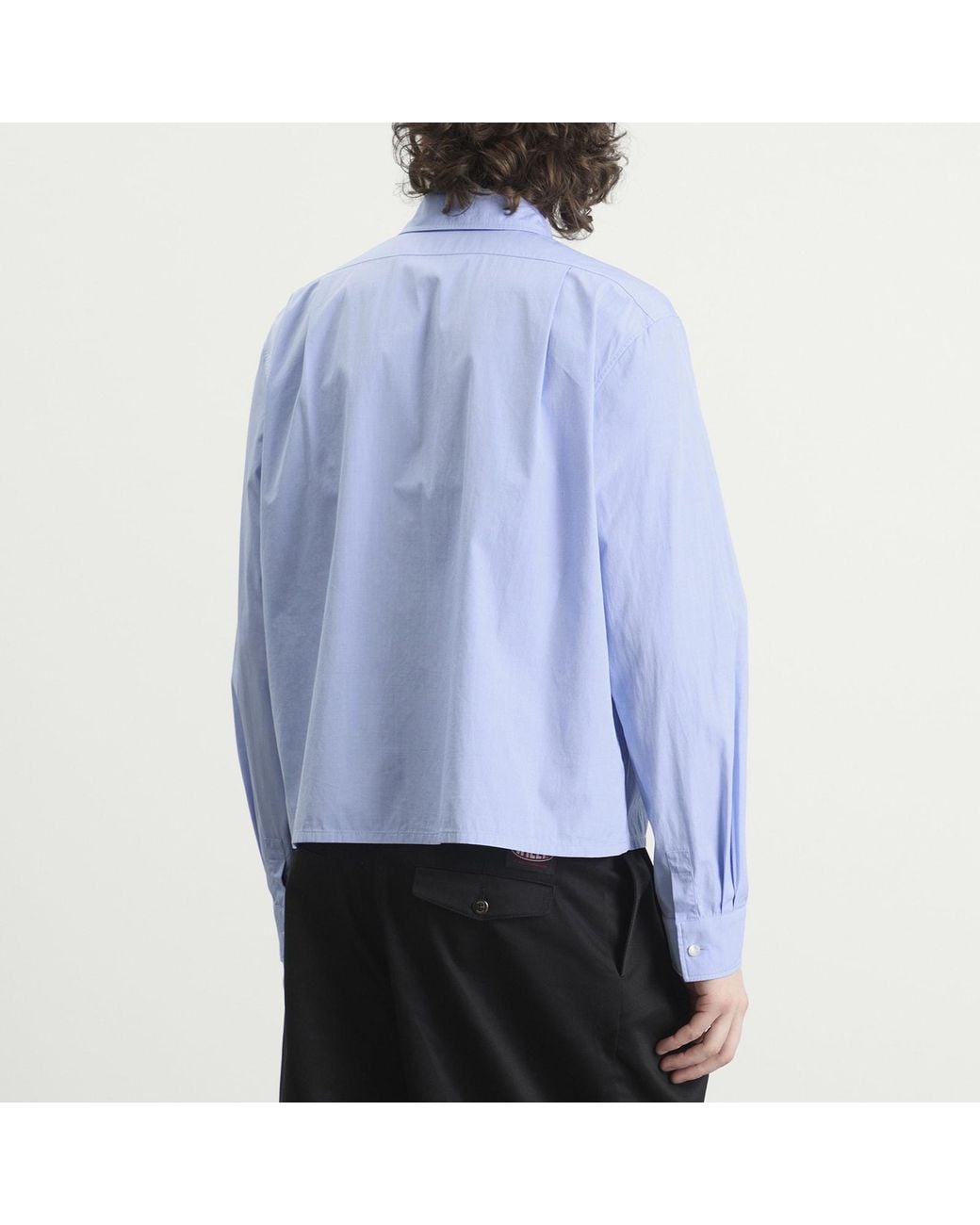 Jil Sander Blue Cropped Long Sleeve Shirt for men