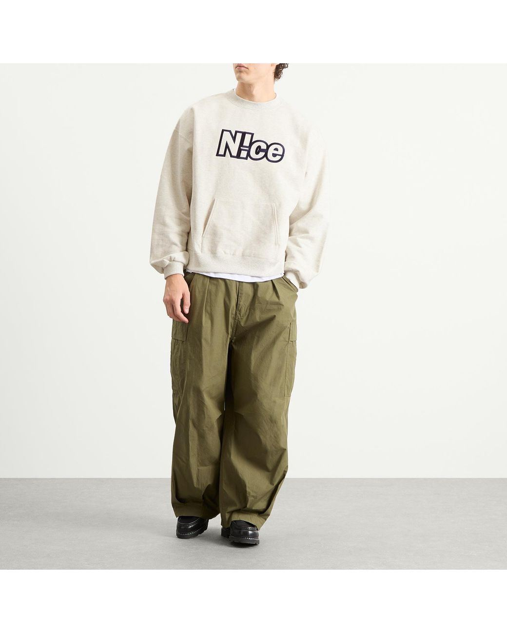 N!CE White Embroidered Logo Sweatshirt for men