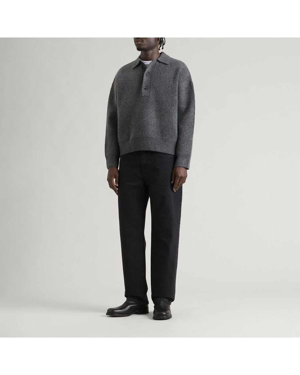 MKI Miyuki-Zoku Gray Double Knit Rugby for men