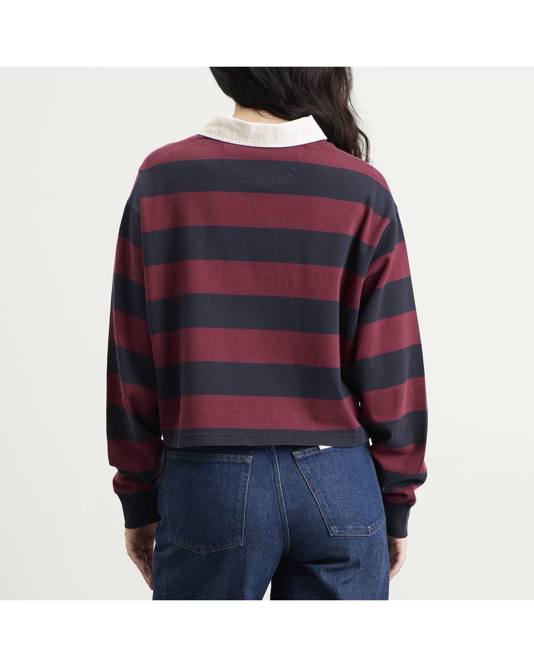 GOOD AMERICAN Purple Cropped Rugby Polo Top