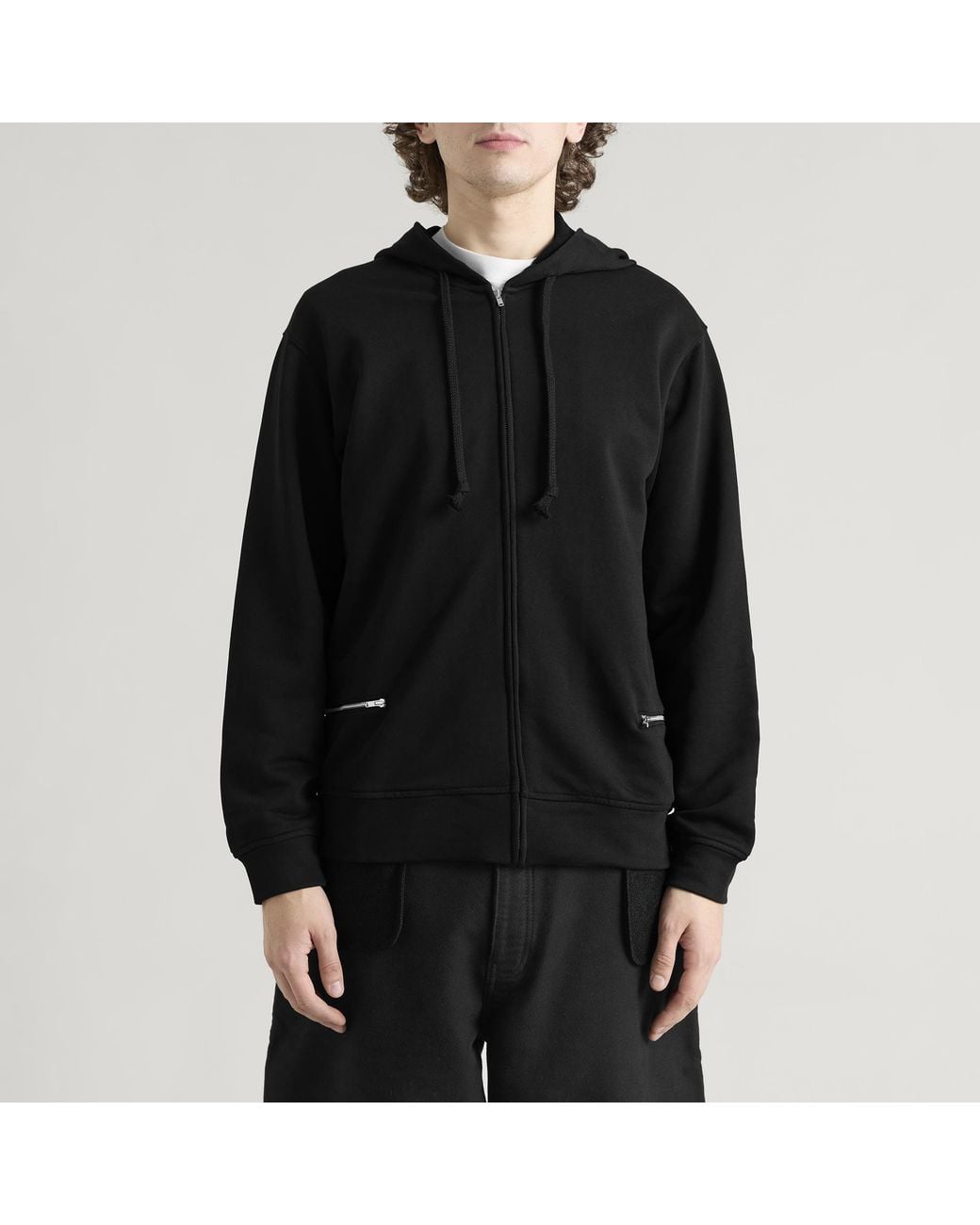 Comme des Garçons Black Zipped Frill Hoodie for men