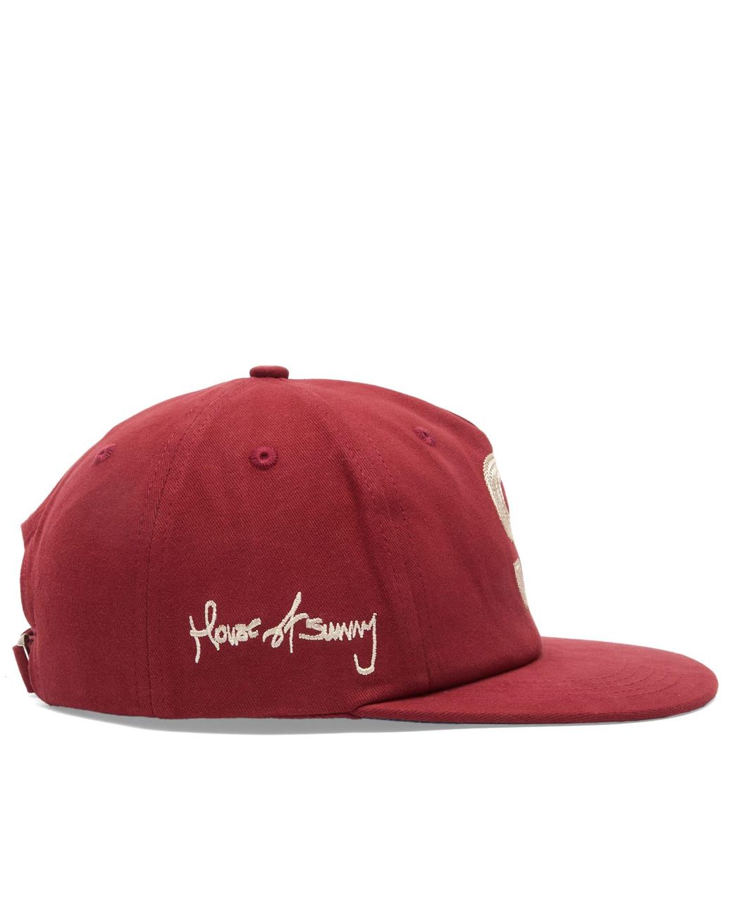 House Of Sunny Red Chain Stitch Emblem Cap