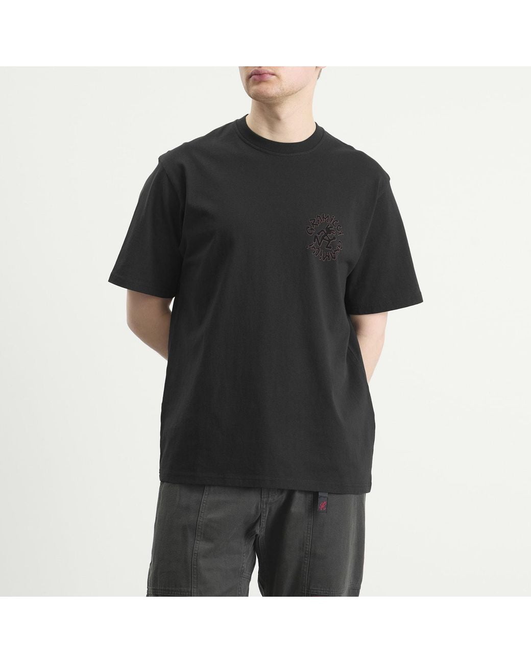 Gramicci Black One Point Logo T-Shirt for men