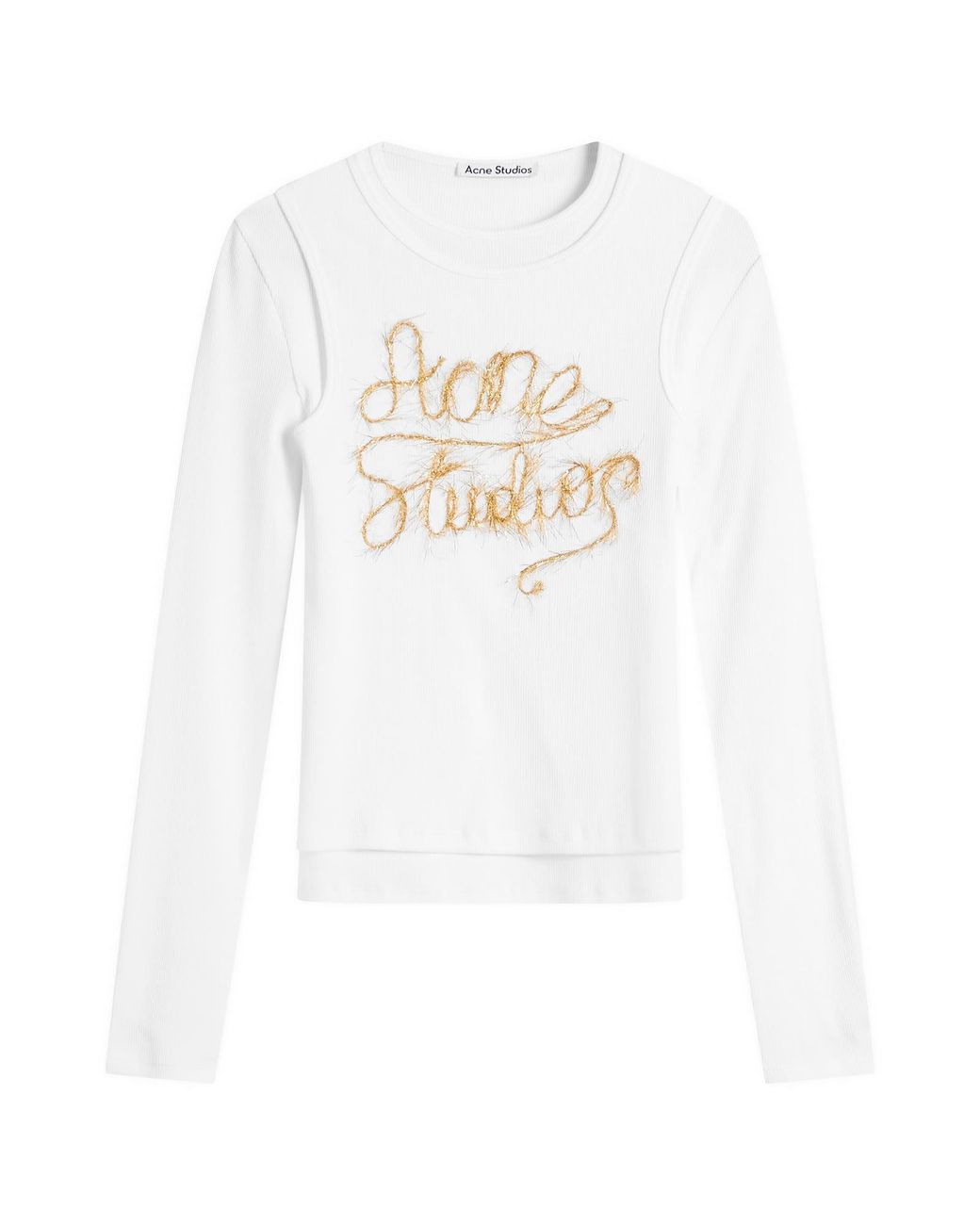 Acne White Elga Tinsel Long Sleeve Top