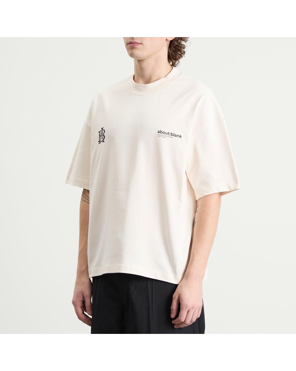 About Blank White Dual Logo T-Shirt for men