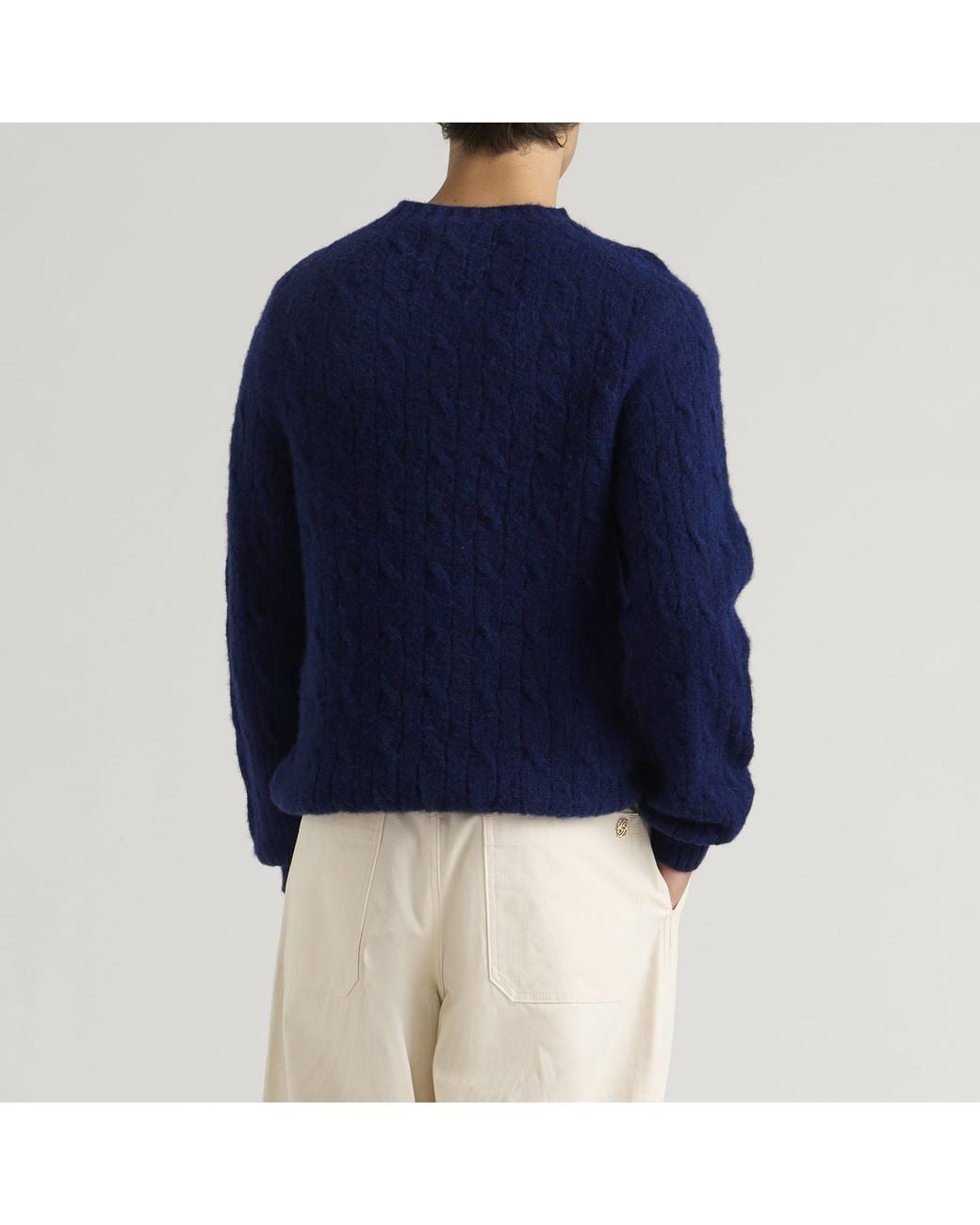 Barbour Blue Scottish Made Cable Crew for men
