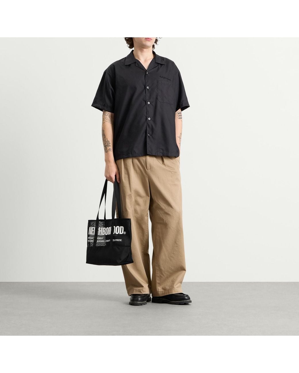Neighborhood Black Mesh Tote Bag for men
