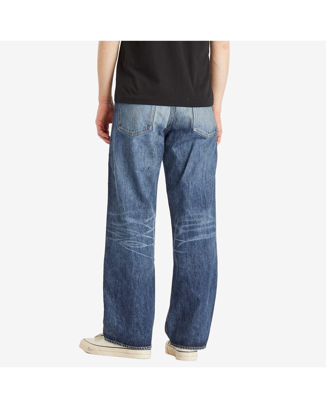 Visvim Social Sculpture 01 14 Oz Wide Leg Damaged 42 Jeans in Blue