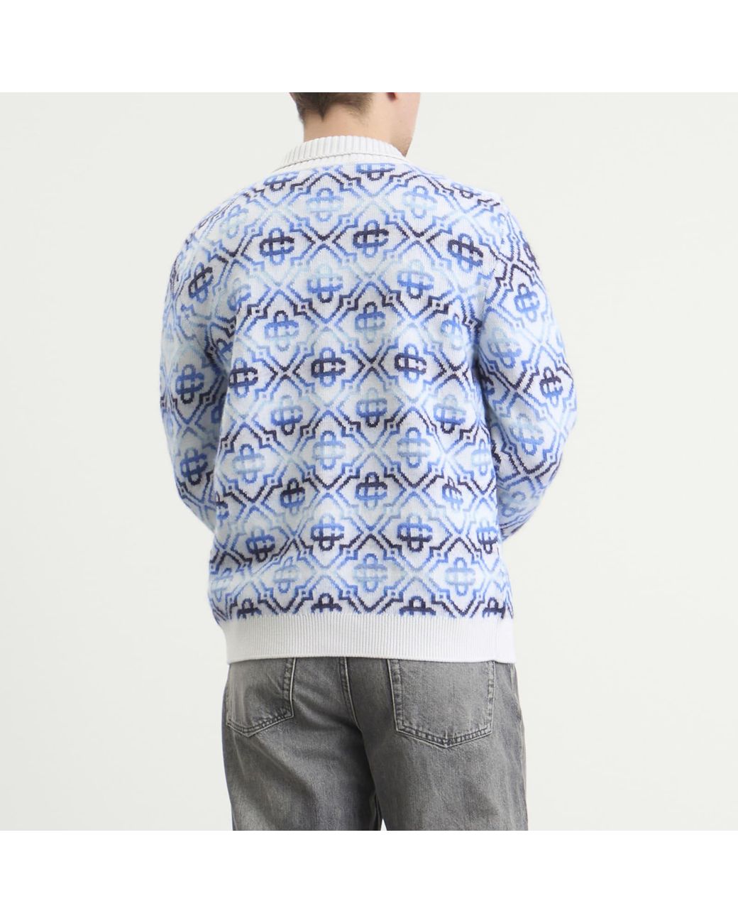 Casablanca Blue Space Dye Monogram Zip Up for men