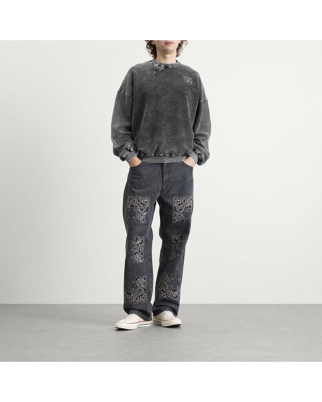 Nomarythm Textile Gray Hand Dye Reverse Twist Sweatshirt for men