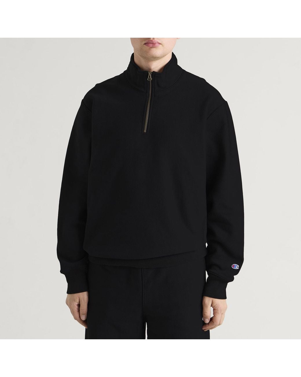 Champion Black Reverse Weave Half Zip Sweatshirt for men