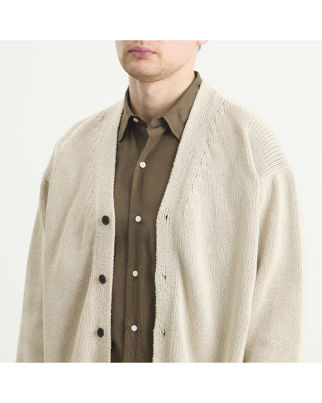 Kaptain Sunshine Cotton Washi Hand Frame Cardigan in Natural for