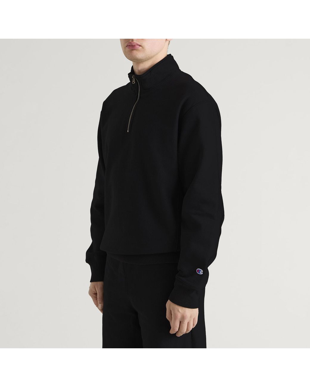 Champion Black Reverse Weave Half Zip Sweatshirt for men