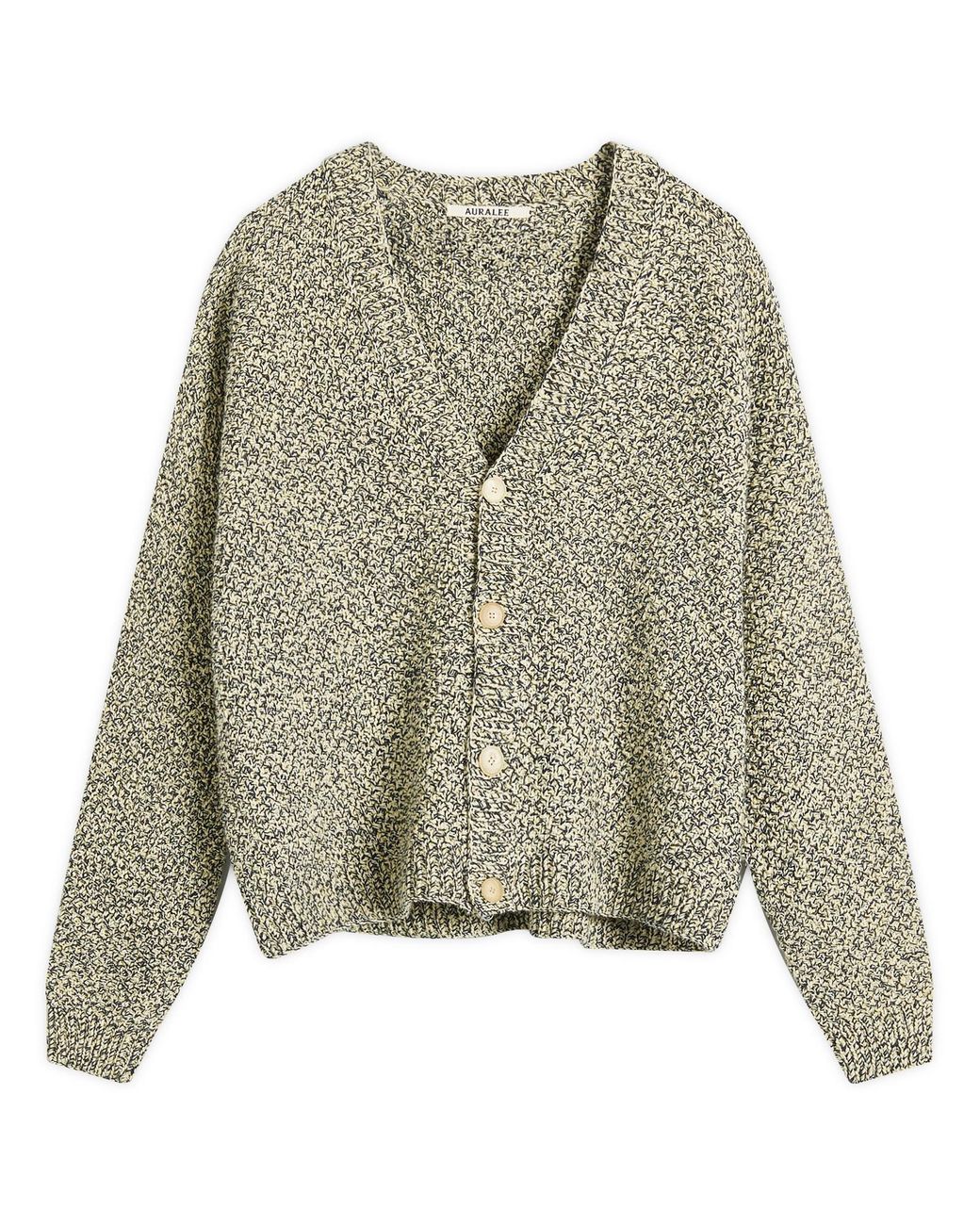 AURALEE Cotton Cashmere Cord Knit Cardigan in Green for Men AURALEE Cotton Cashmere Cord Knit Cardigan in Green for Men