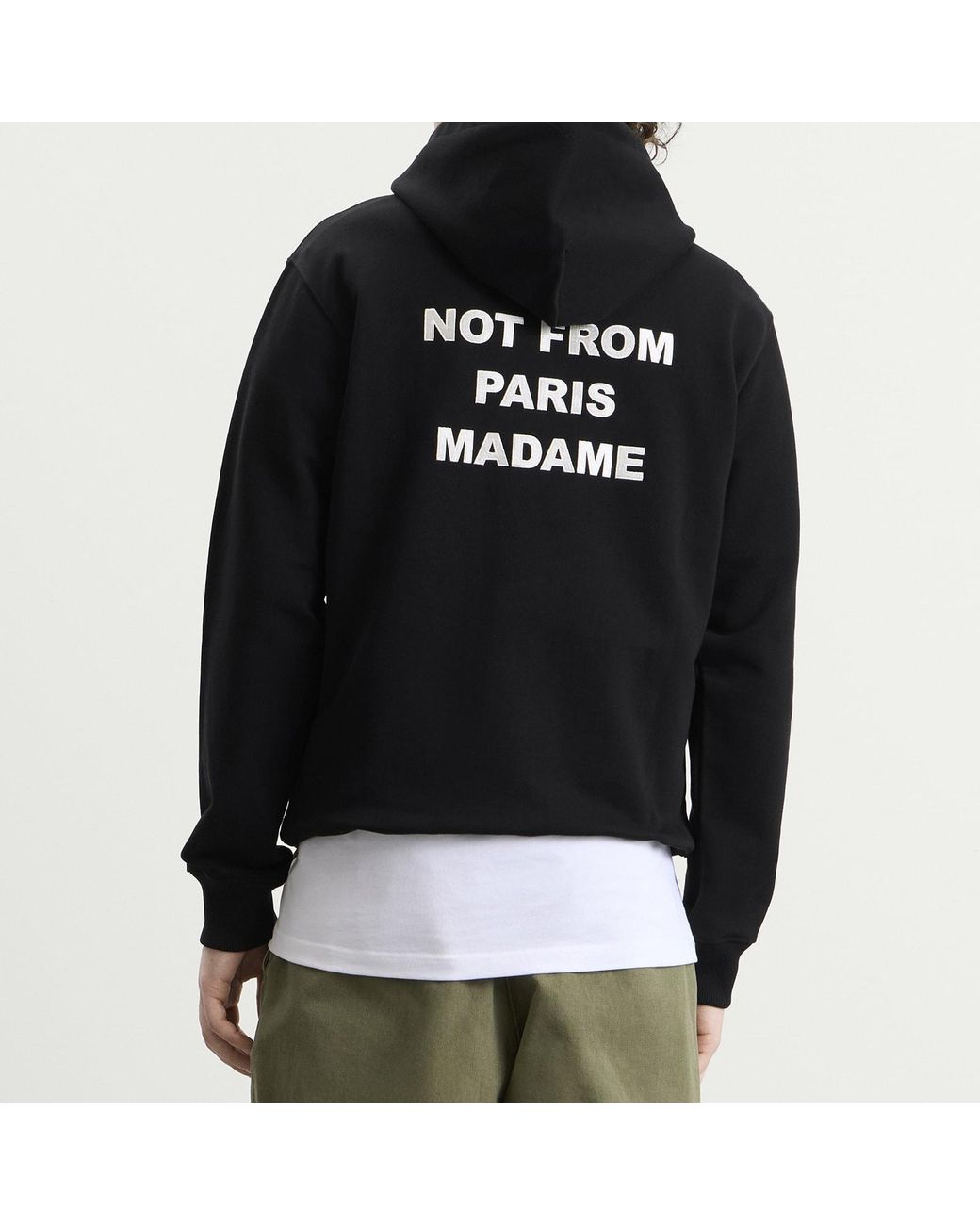 Drole de Monsieur Black Not From Paris Madame Slogan Hoodie for men