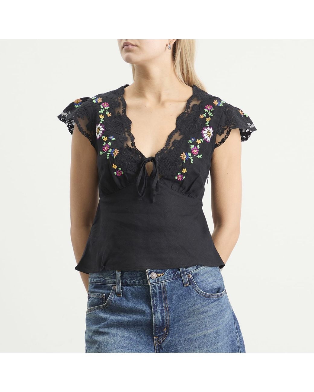Rixo Black Elaine Top