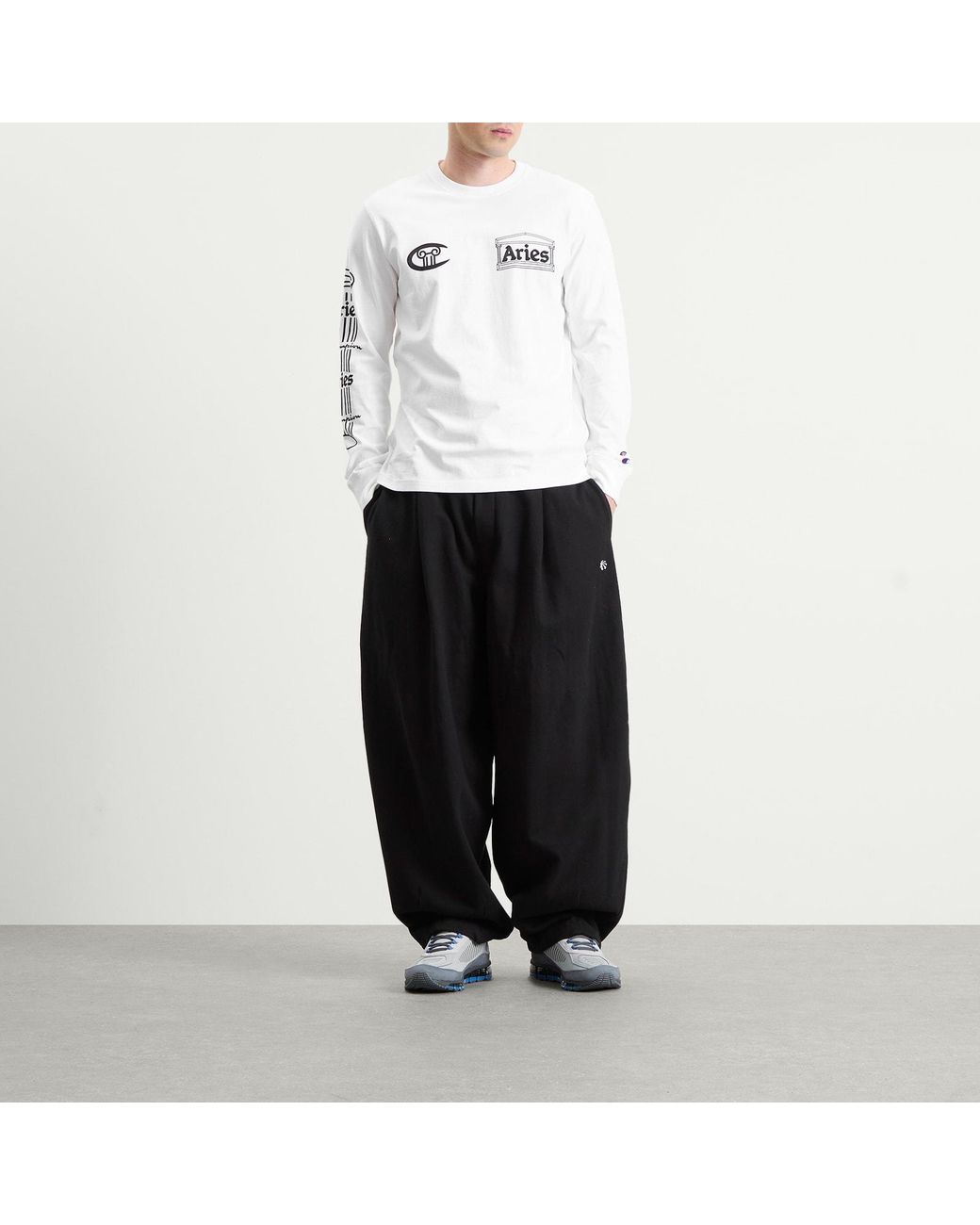 Champion White X Aries Stars Long Sleeve T-Shirt for men