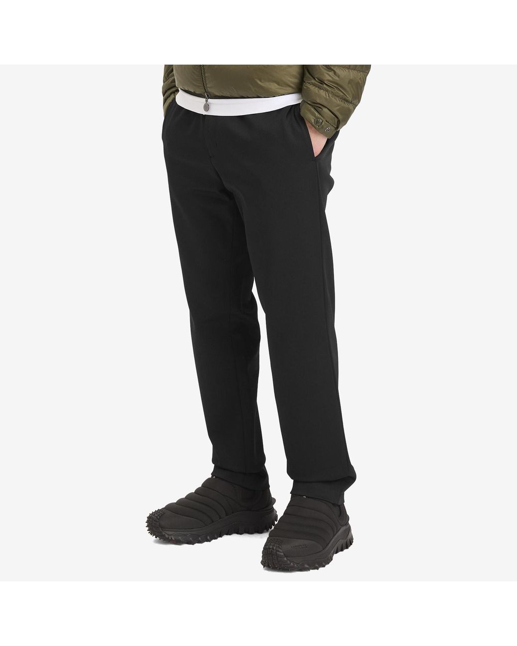 Moncler Black Nylon Stretch Trousers for men