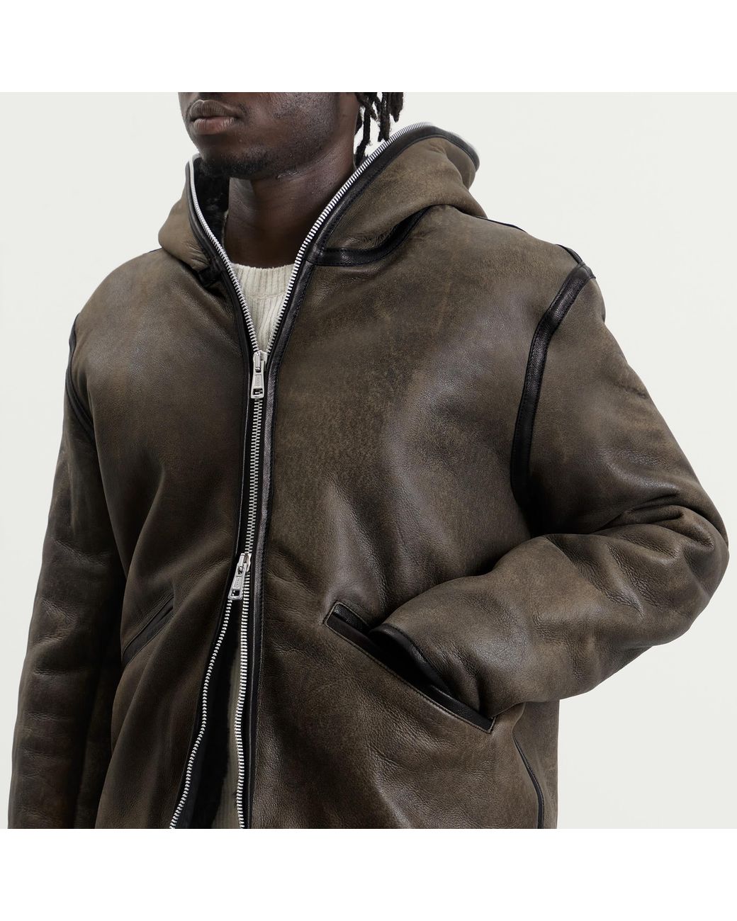 Our Legacy Black Dry Shearling Full Zip Jacket for men
