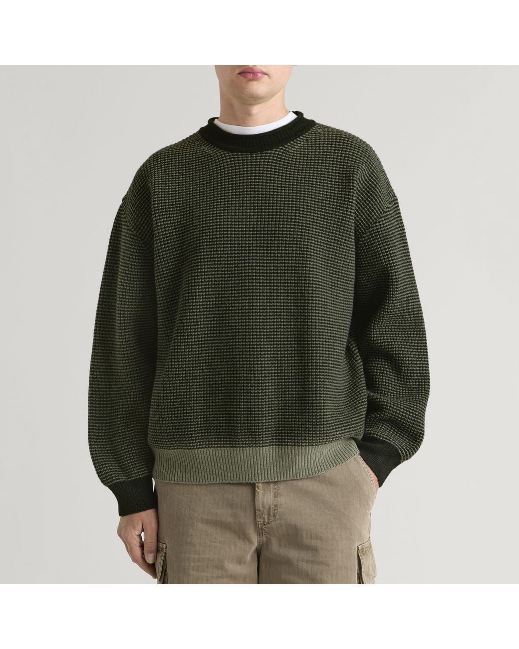 FRIZMWORKS Green Rollneck Ringer Knit for men