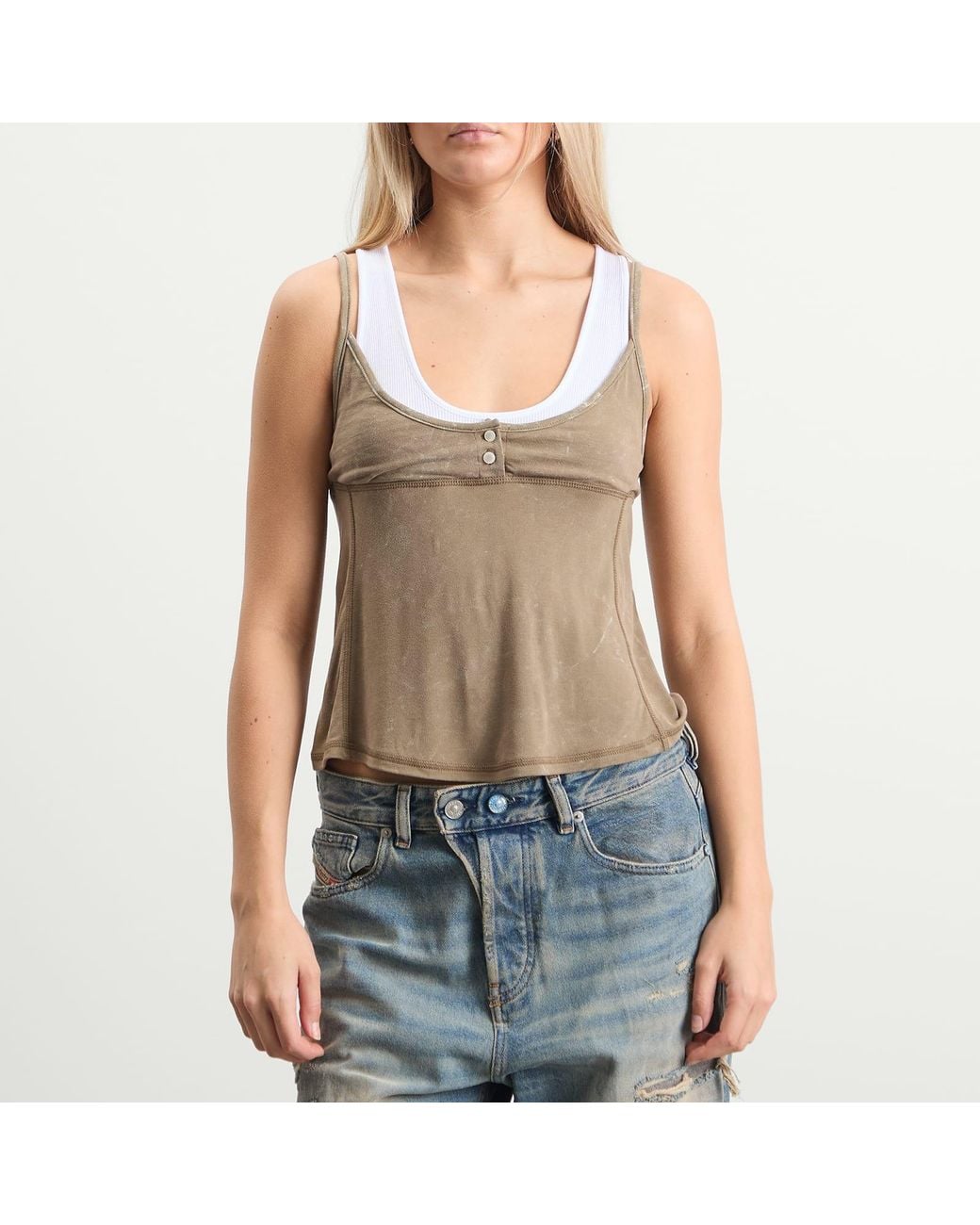 DIESEL Brown T-Olisse Double Layer Cami Top