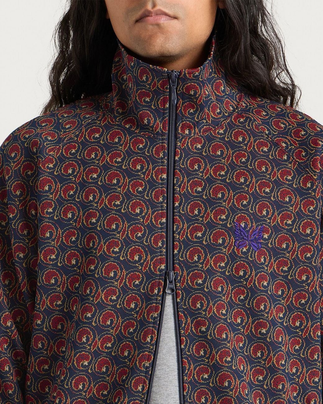 Needles Brown Poly Jacquard Track Jacket for men