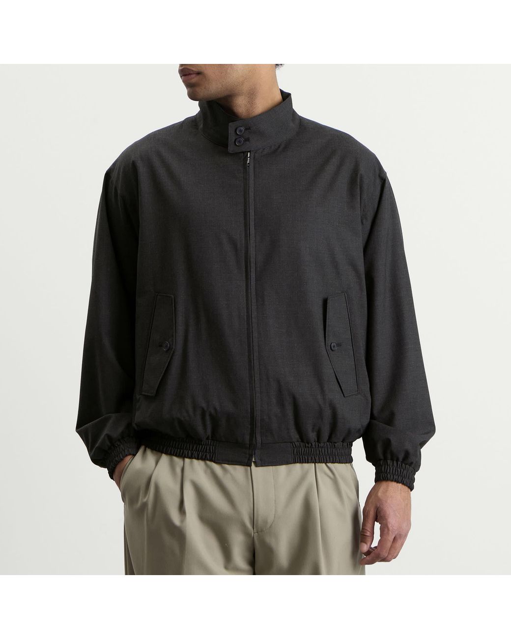Auralee Black Tropical Wool Zip Blouson for men