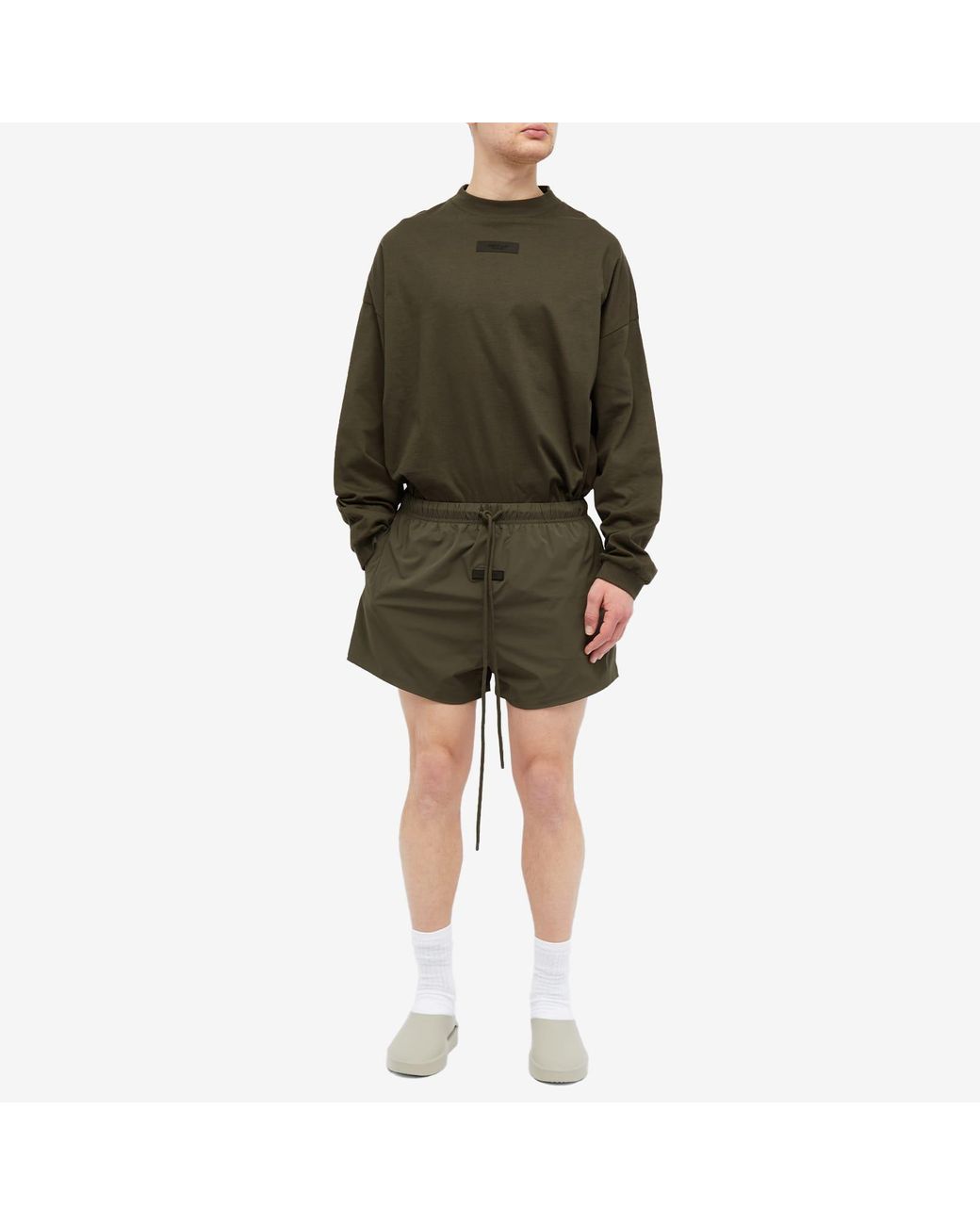 Fear of God ESSENTIALS Spring Nylon Running Shorts in Green for