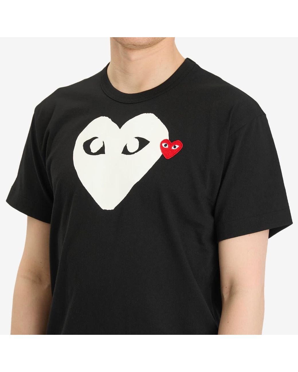 COMME DES GARÇONS PLAY Black Double Heart Logo T-shirt for men
