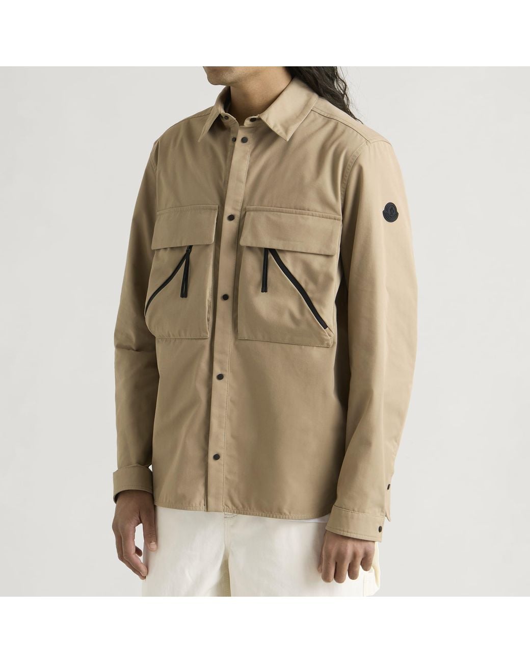 Moncler Natural Brushed Cotton Cargo Shirt for men