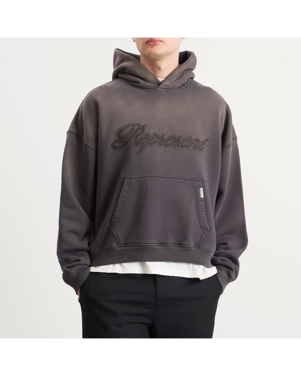 Represent Gray Rep Reverse Applique Hoodie for men