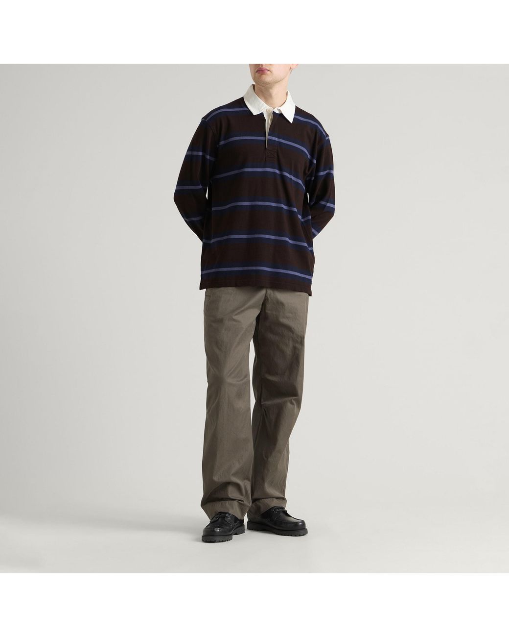 Wax London Black Rowhill Mirror Stripe Rugby Shirt for men