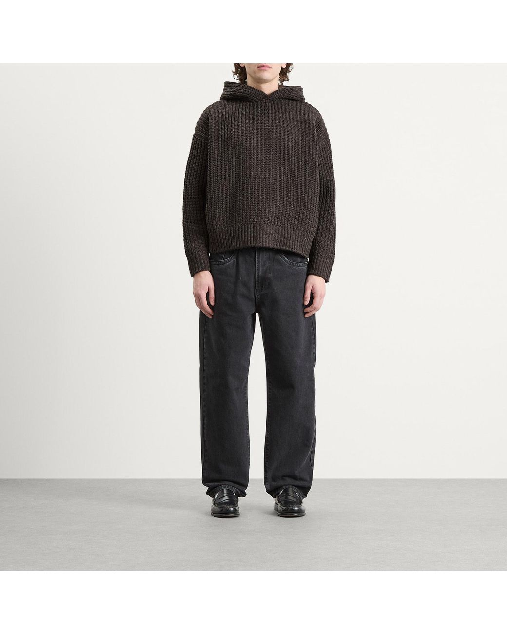 MKI Miyuki-Zoku Gray Chunky Rib Knit Hoodie for men