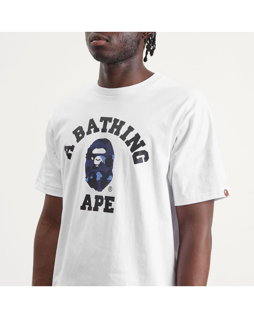 A Bathing Ape White Colour Camo College T-Shirt for men