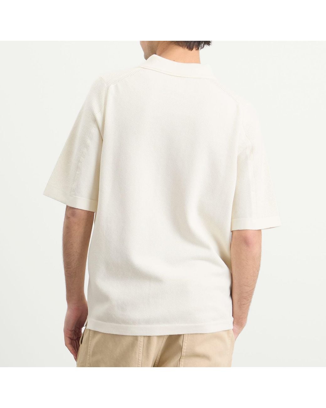 Stone Island White Micro Stitch Knit Polo for men