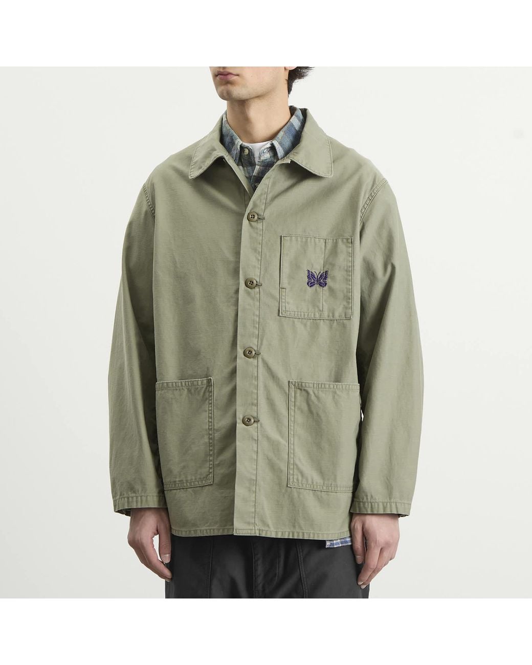Needles Green Reversed Sateen Coverall Jacket for men