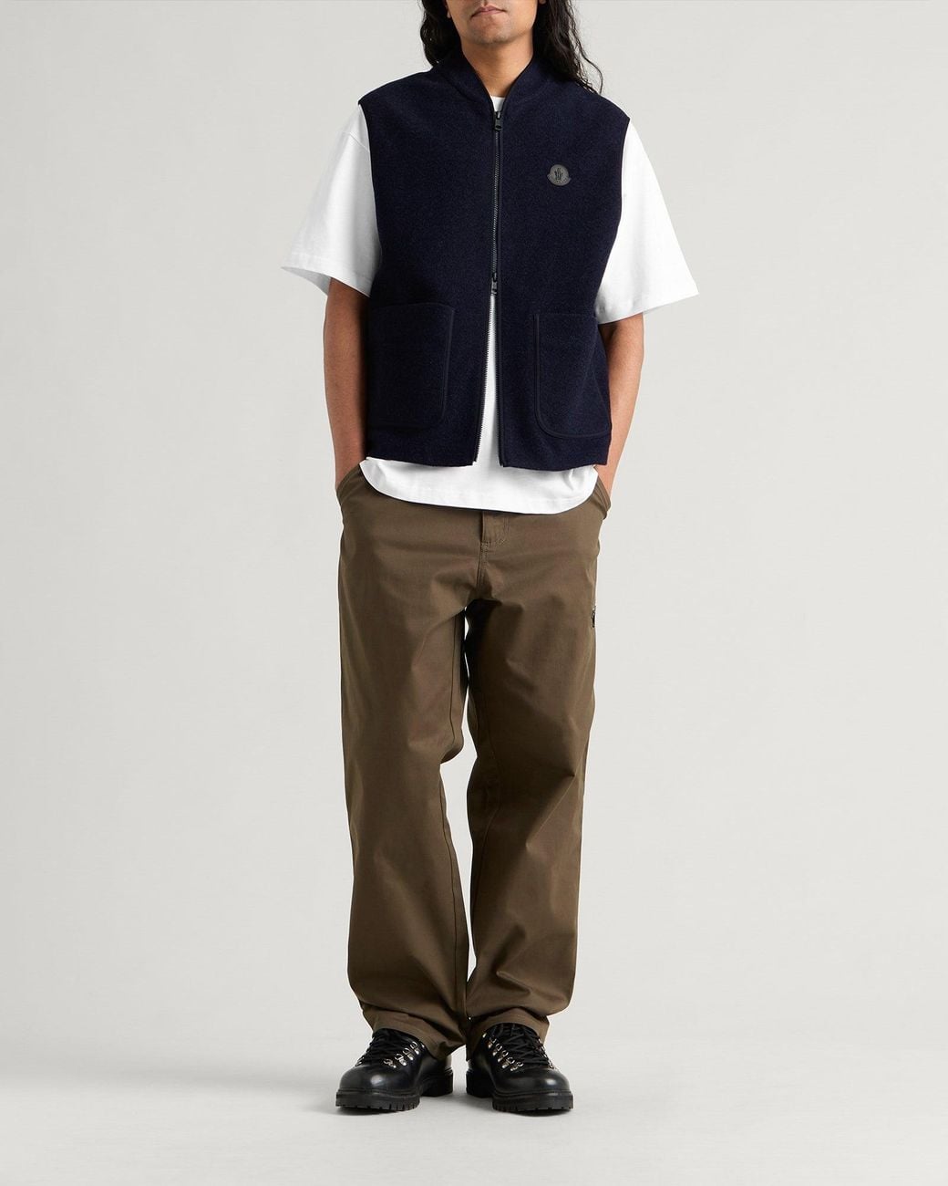 Moncler Blue Wool Gilet Jacket for men