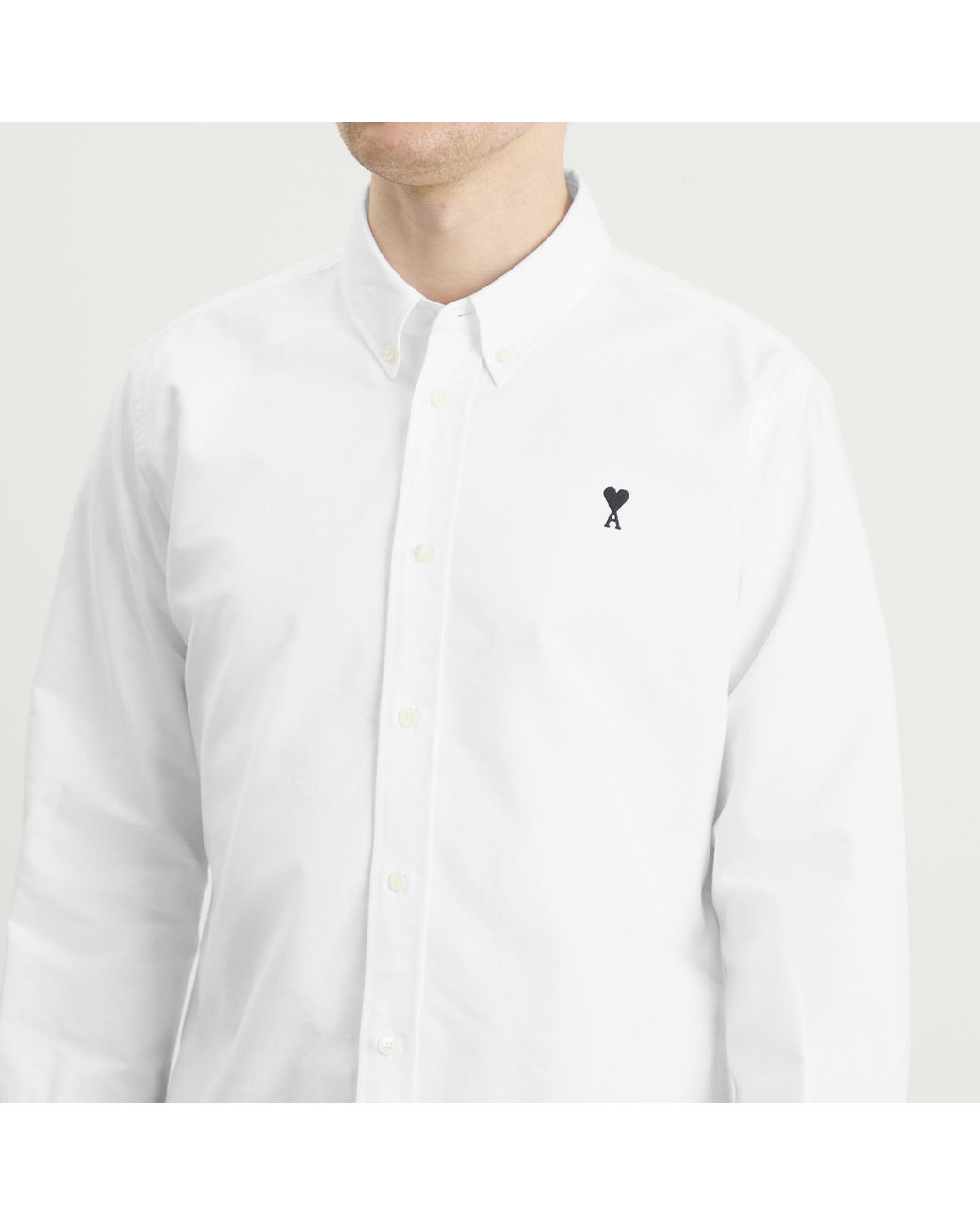 AMI White Contrasted Adc Classic Shirt for men