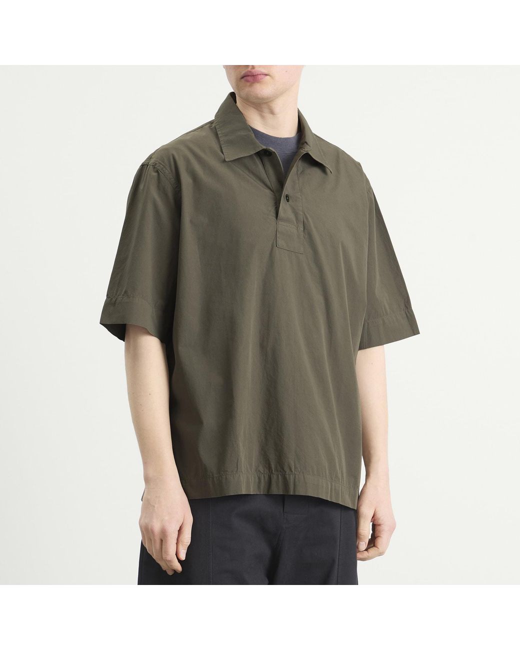 MHL by Margaret Howell Green Offset Placket Polo for men