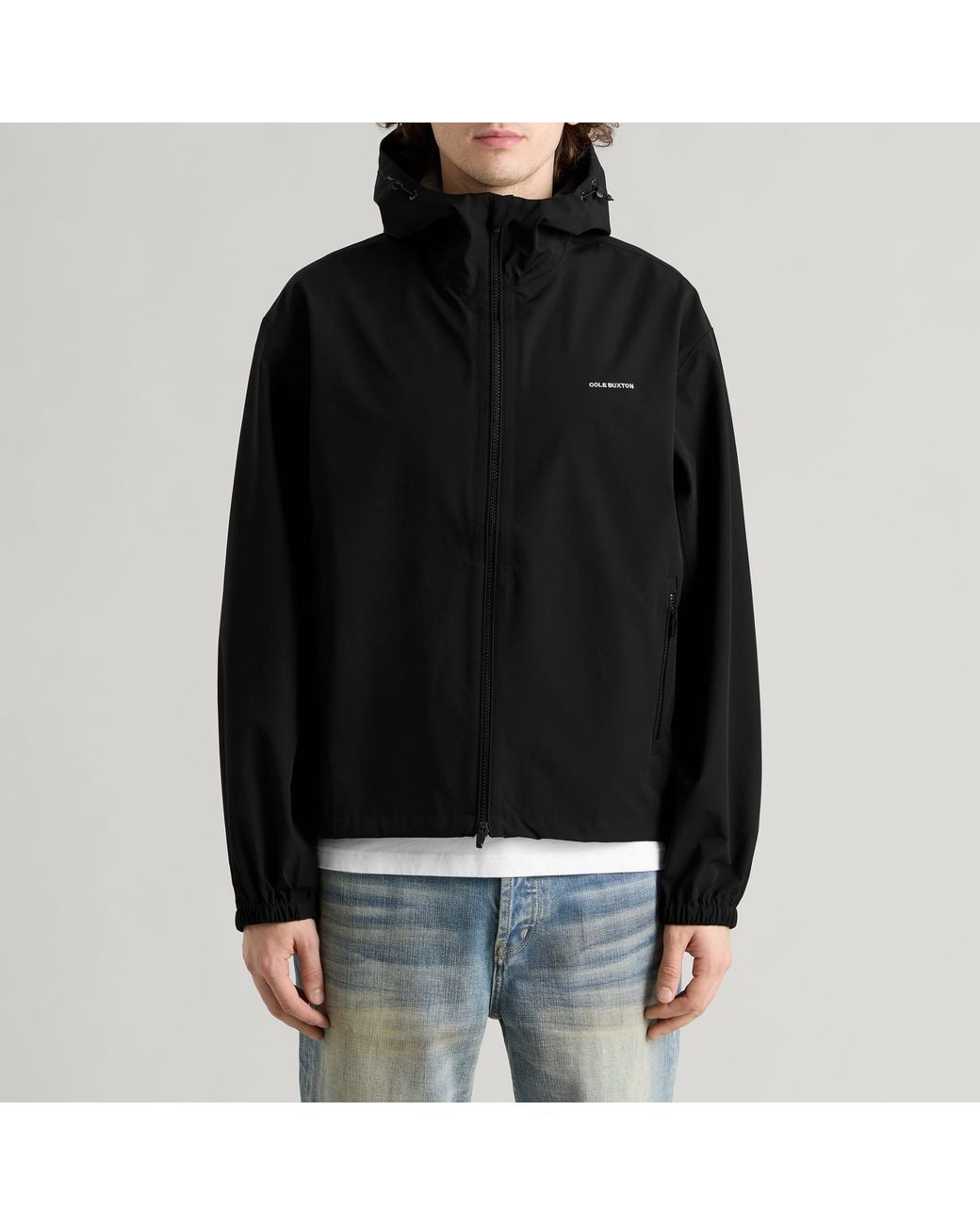 Cole Buxton Black Mini Logo Waterproof Jacket for men