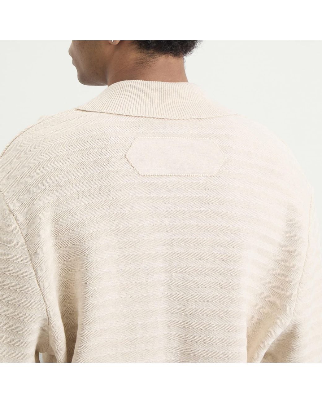 Jacquemus Natural Chevron Cotton Silk Knit Polo Shirt for men