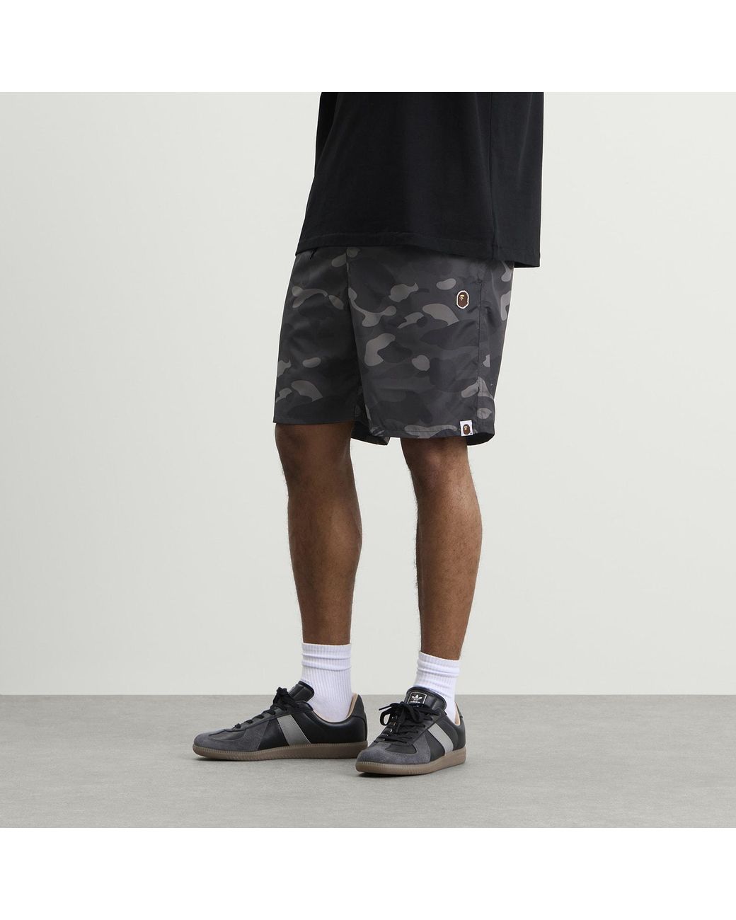 A Bathing Ape Black Colour Camo One Point Beach Shorts for men