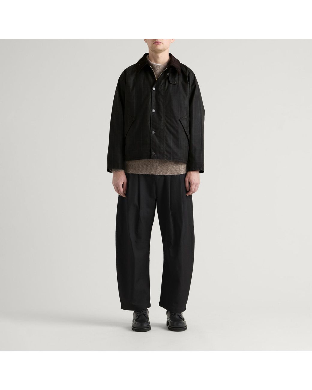 Barbour Black Tartan Transport Wax Jacket for men