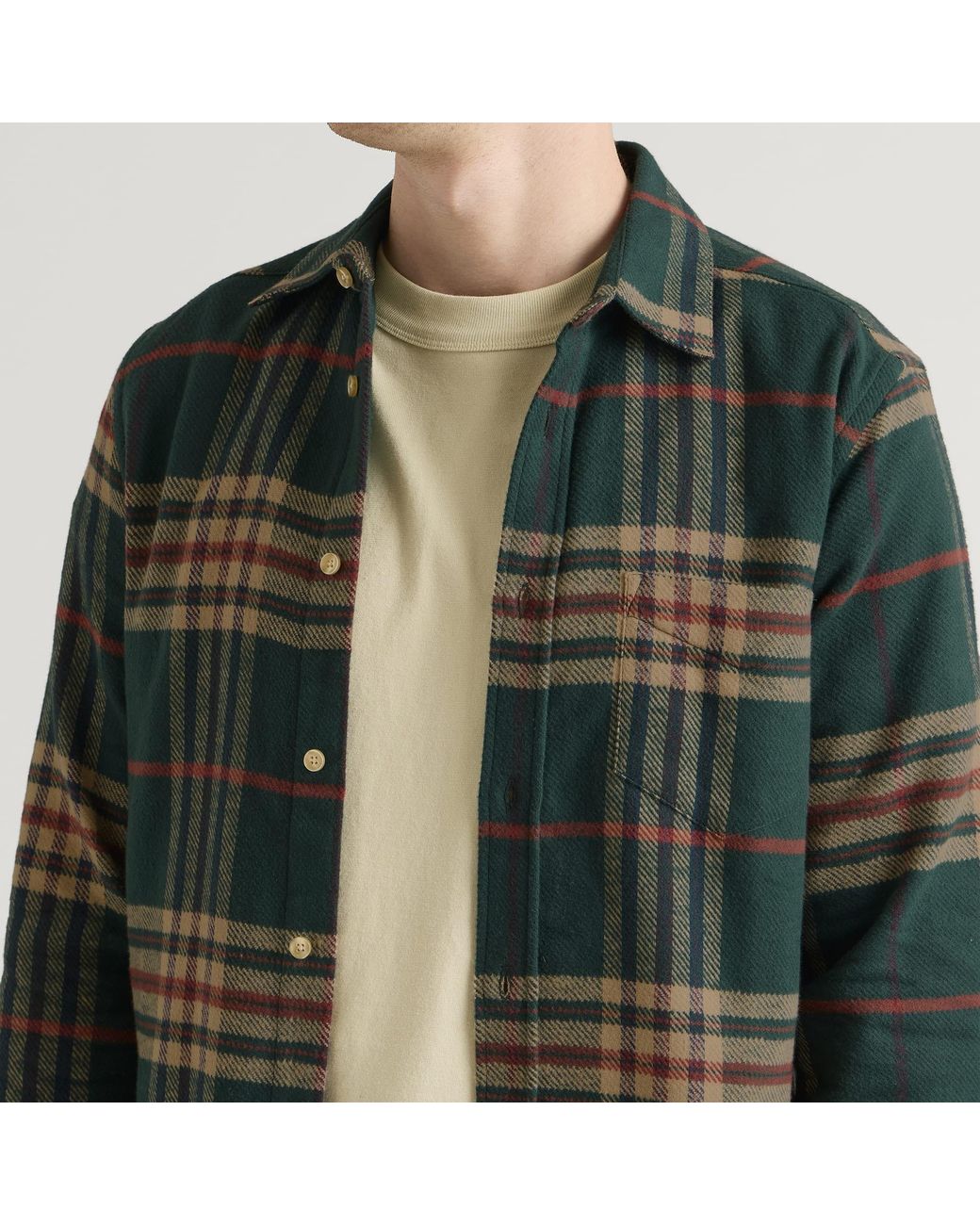 Portuguese Flannel Green Cervo Flannel Check Shirt for men