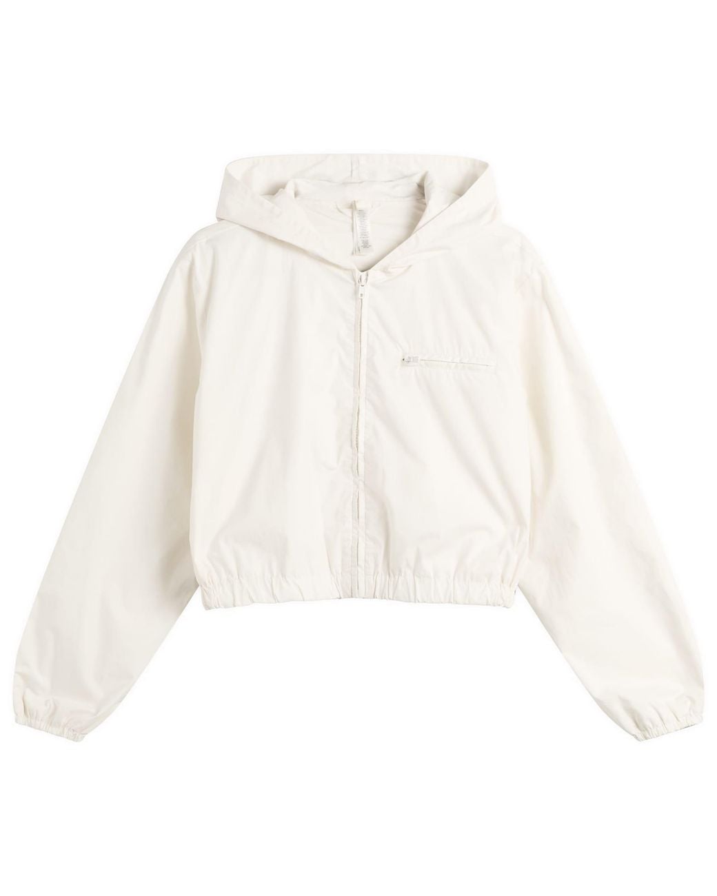 Skims White Sateen Crop Zip Up Jacket